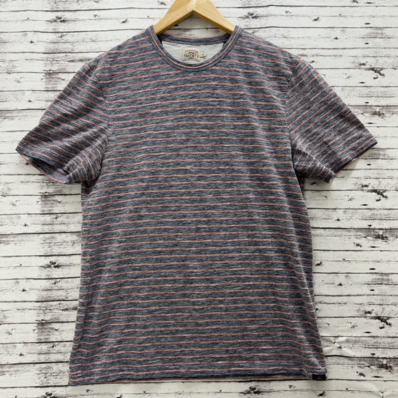 Faherty Other - Faherty Shirt Men's Medium Gray Red Stripes Crewneck Cotton Blend Tee Casual